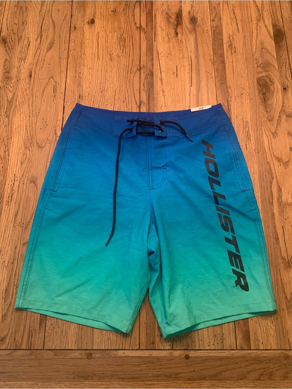 Hollister Teal-to-Blue Ombre Board Shorts/Swim Trunks